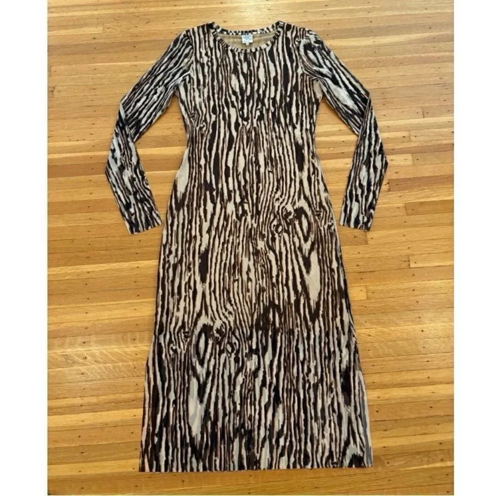 Baum Und Pferdgarten tan/black animal print tiger stripe mesh maxi dress